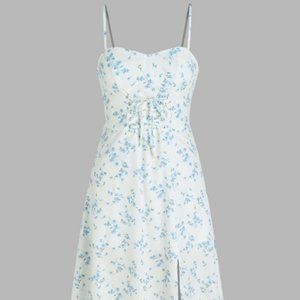 Floral Knotted Slit Midi Dress